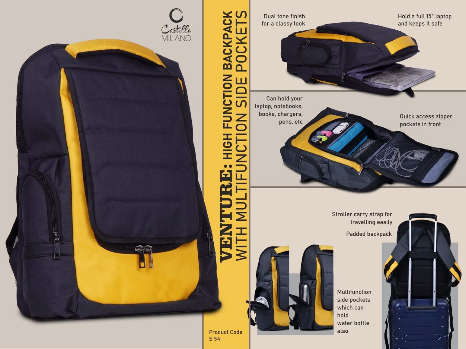 Venture: High function backpack with multifunction side pockets