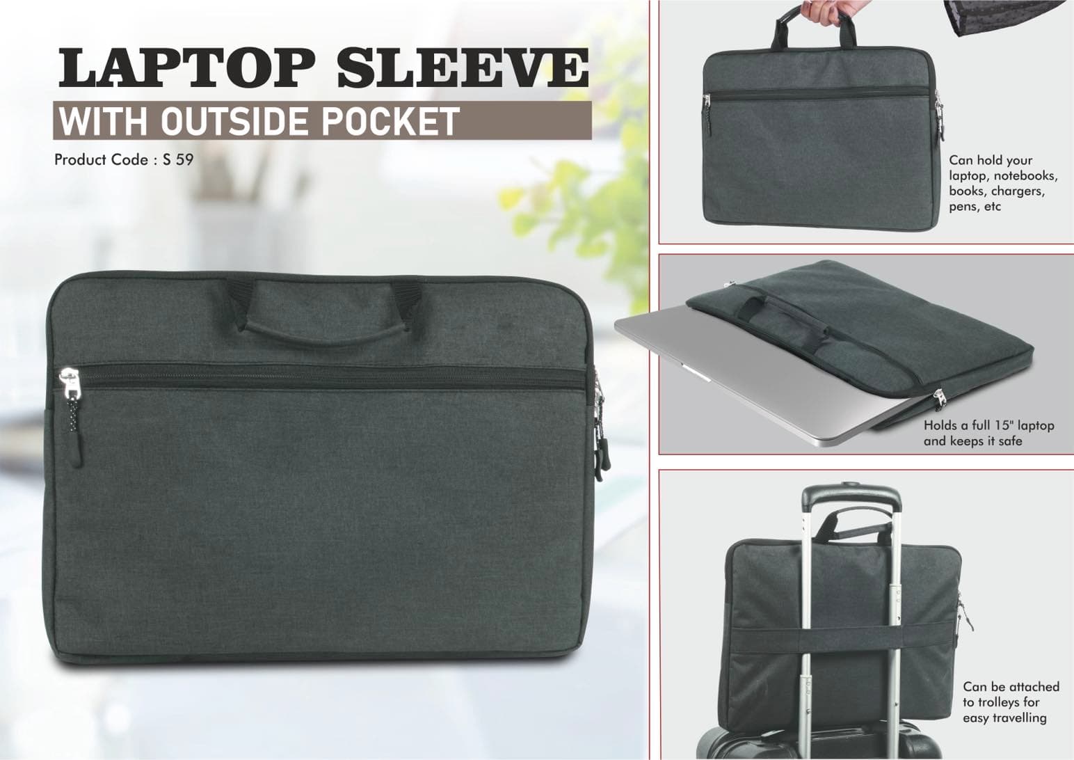 Laptop Sleeve with outside pocket