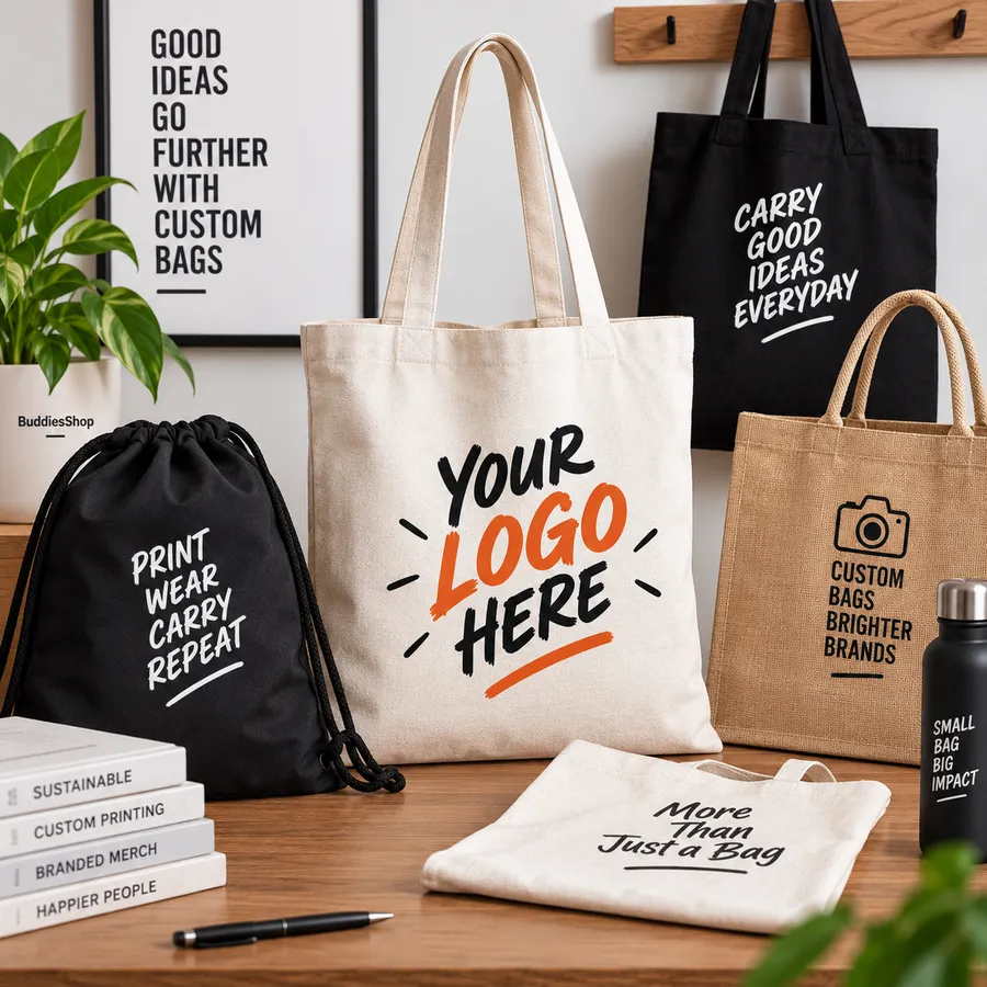 Custom printed bags & totes by Buddies Shop
