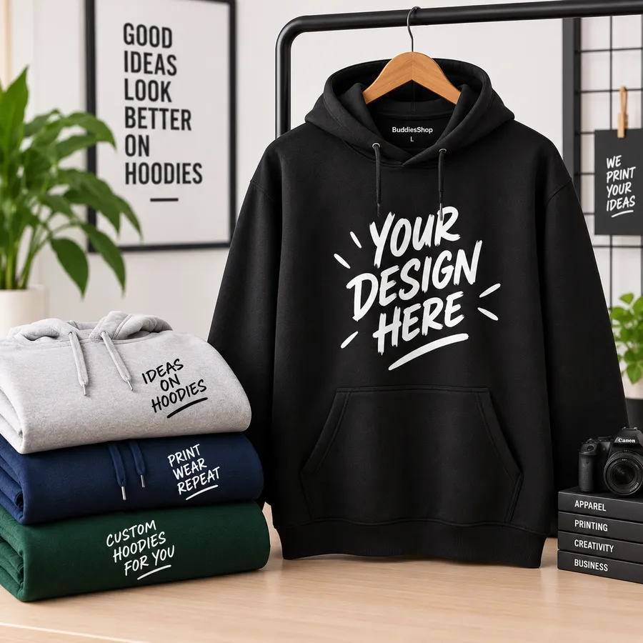 Custom printed hoodies by Buddies Shop